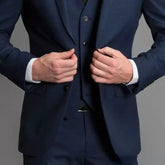 Navy Blue Male Suits Slim fit Notched Lapel Wedding Tuxedos 3 Piece Sets Tailor Made Business Mens Costume (Blazer+Pants+Vest)
